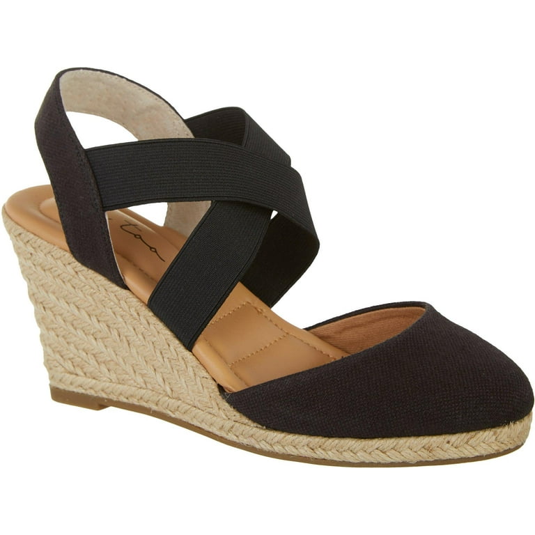 Me Too Womens Brinly Wedge Sandals 5.5 Black Walmart