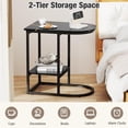 thumbnail image 3 of Topcobe C-Shaped Modern Sofa Side Table With Faux Marble Tabletop and Storage Shelf, End Tables Living Room, Modern Furniture for Home-Black, 3 of 8