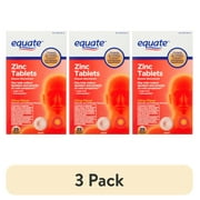 (3 pack) Equate Zinc Chewable Tablets, Citrus Flavor, 25 Count