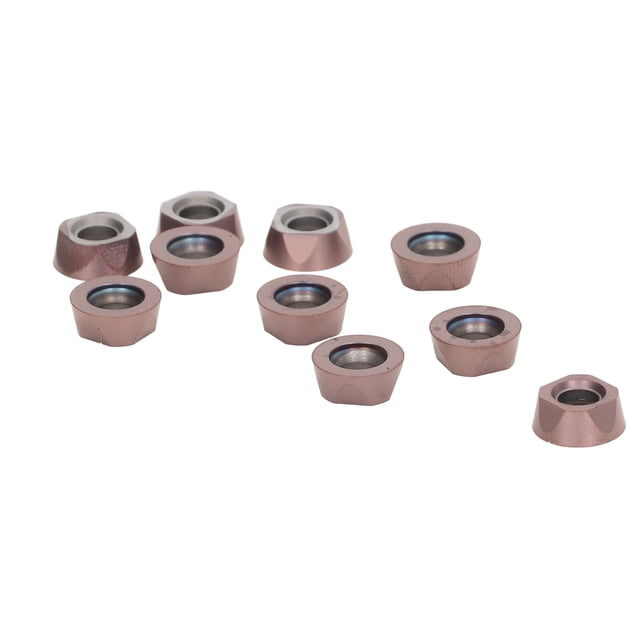 10-Piece Unsharpenable Round Carbide Milling Inserts with Bronze Coating – RPMT1204MOE-TT Model Machine Clip Type Tools for CNC Lathe Woodturning, Curved/Concave Work & General Turning, High