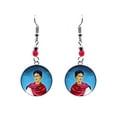 thumbnail image 1 of Frida Kahlo Mexican Artist Graphic Round Metal Dangle Earrings - Womens Fashion Handmade Jewelry Boho Accessories, 1 of 1
