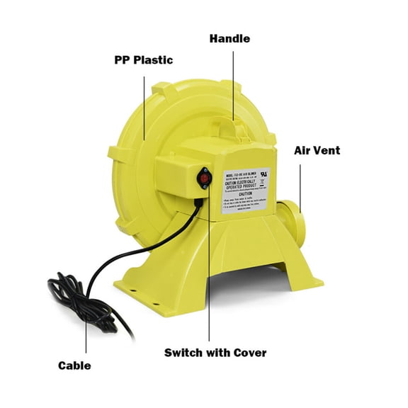 YYAo Bounce House, Castle Theme Kids Inflatable Trampoline, 735 W 1.0 HP Air Blower Pump Fan for Inflatable Bounce House