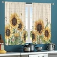 thumbnail image 3 of Rustic Sunflower Curtains, Yellow Floral Curtains for Farmhouse Kitchen, Country Fall Retro Plant Butterfly Decor - 27.5Wx39H Inch Rod Pocket 2 Panels Small Window Treatment Set, 3 of 4