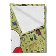 thumbnail image 2 of Christmas Soft Flannel Fleece Blanket, Greeting Smiling Snowman with Various New Year Party Ornaments, Cozy Plush for Indoor and Outdoor Use, 50" x 70", Avocado Green and Multicolor, by Ambesonne, 2 of 5