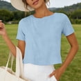 thumbnail image 4 of Ruimatai Women's Crew Neck Short Sleeve Cropped Top Casual Loose Fit Crop Tee for Daily Wear & Summer Outings, 4 of 8