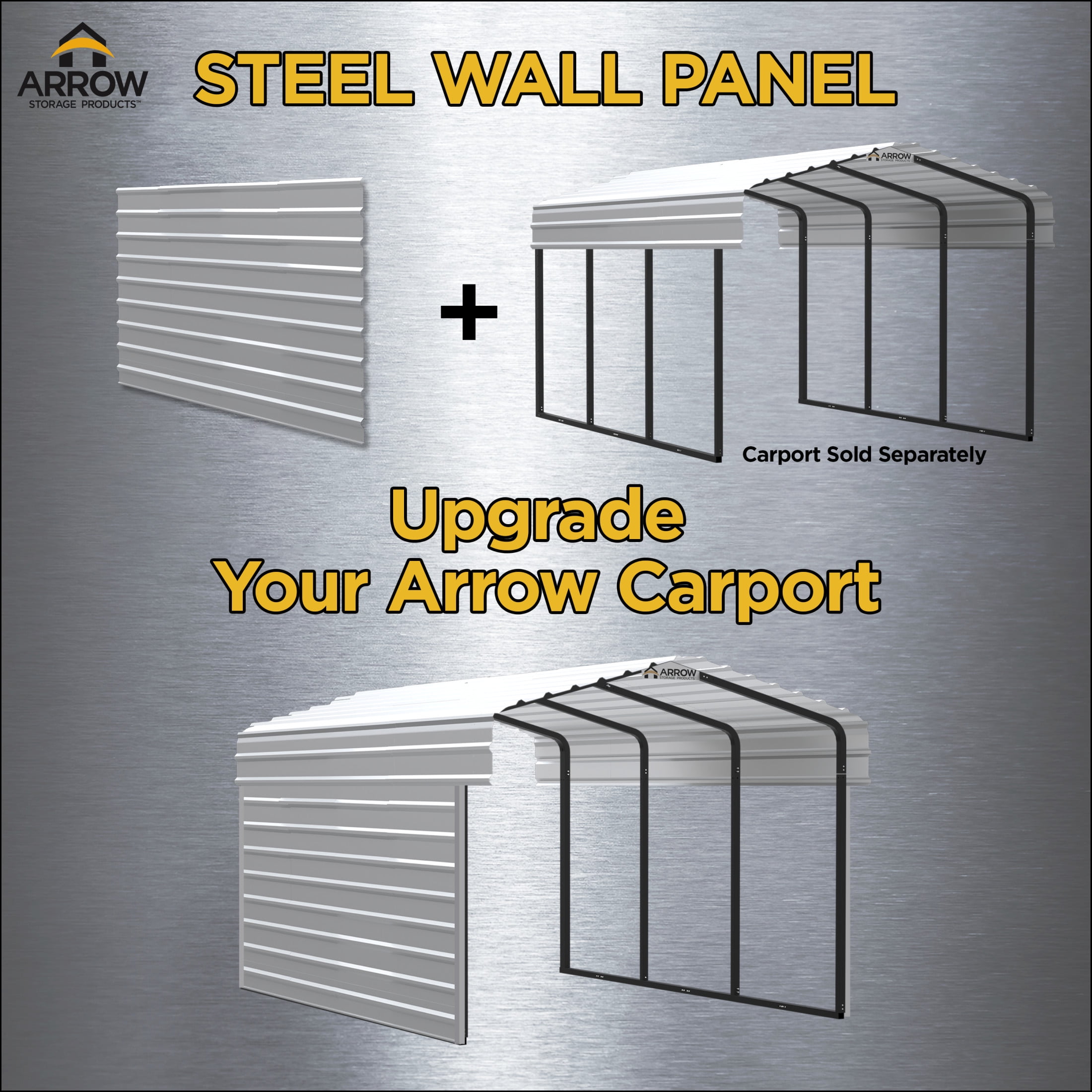 Arrow 9 x 29 x 9 ft Eggshell Single Side Wall Kit for Steel Carport