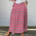 thumbnail image 2 of Tiqkatyck women's Skirts Clearance, Women's Casual Loose and Fashion Striped Print Beach Long Skirts with Pocket Fall Skirts for Women 2024 Red XL, 2 of 5