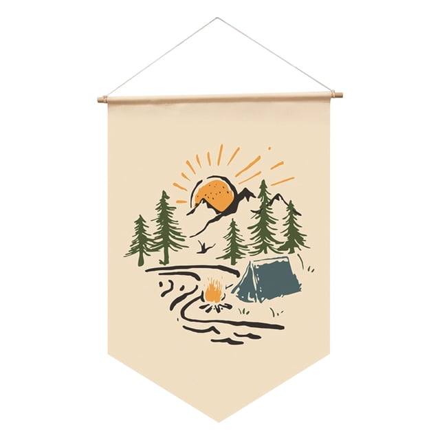 Bandera decorativa para campamento al aire libre, bandera para acampar, bandera de cuerda, bandera para acampar, bandera colgante para campamento, suministros de decoración para campamento de verano