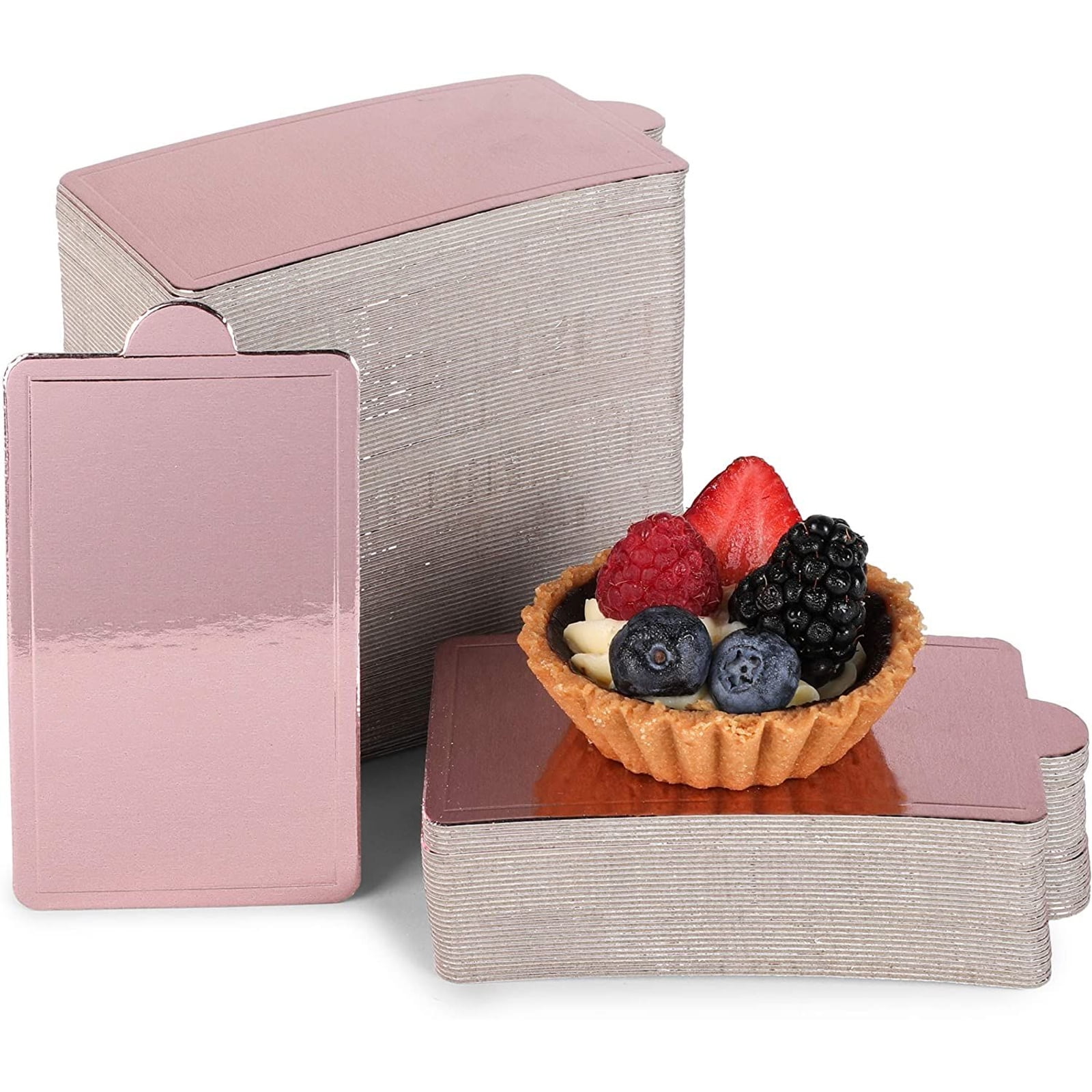 Rose Gold Foil Triangle Dessert Bases 3 x 4.6 In, 200 Pack Mini Cake Boards