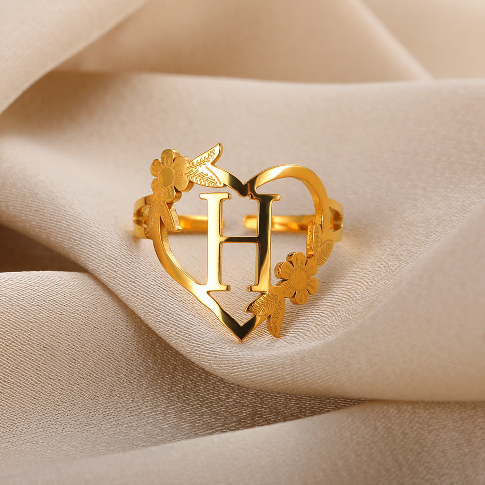 SPE Gold - Trendy Heart Couples Stone Gold Ring - Poonamallee