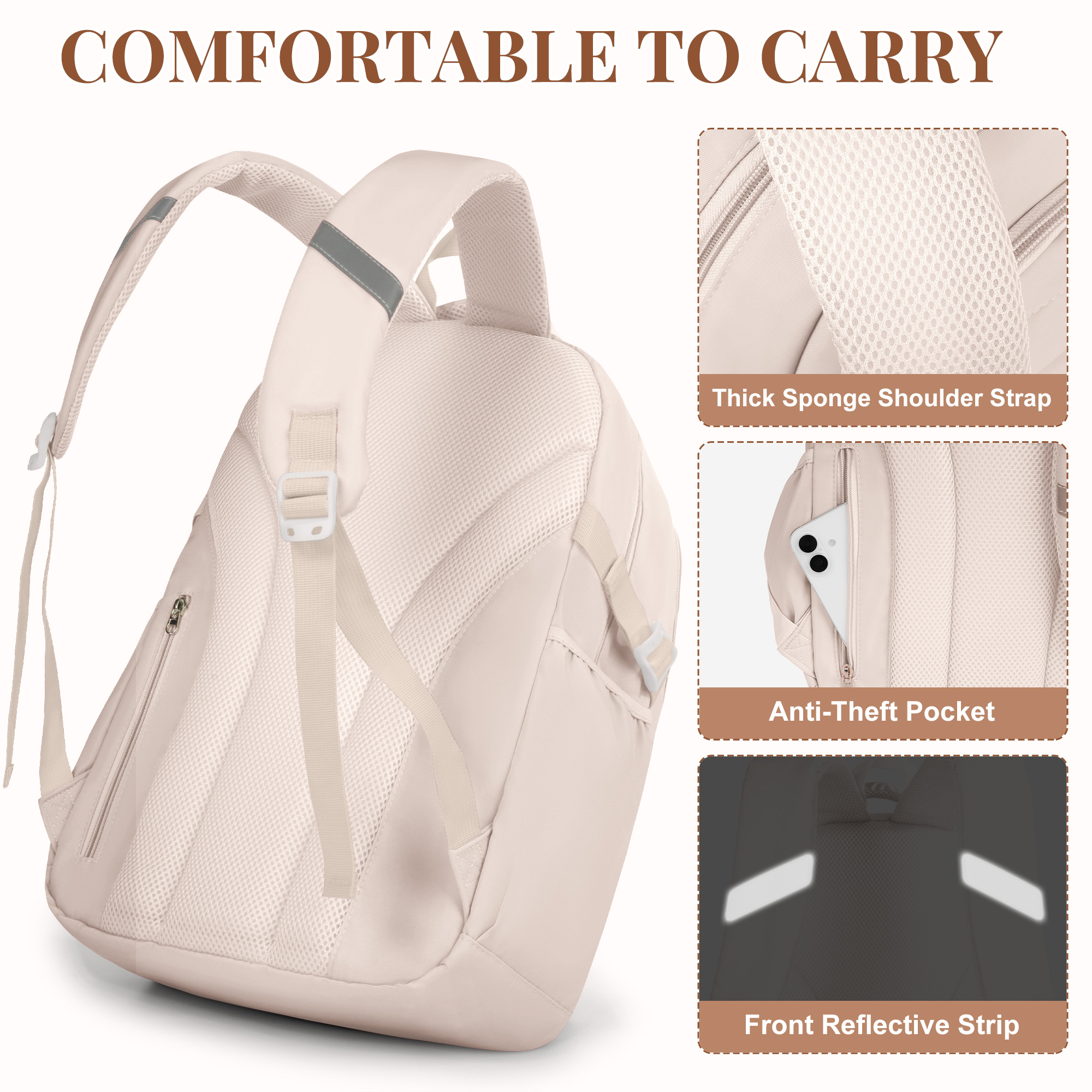 Mochila escolar para niñas, universidad, secundaria, gran capacidad, ligera, impermeable, para adolescentes y estudiantes 6