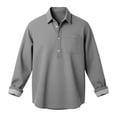 thumbnail image 3 of Stamzod Long Sleeve Collared Shirt Men Dressy Casual Button Up Shirts with Pocket Plus Size Fashion Office Work Tops Gray C XXL, 3 of 5