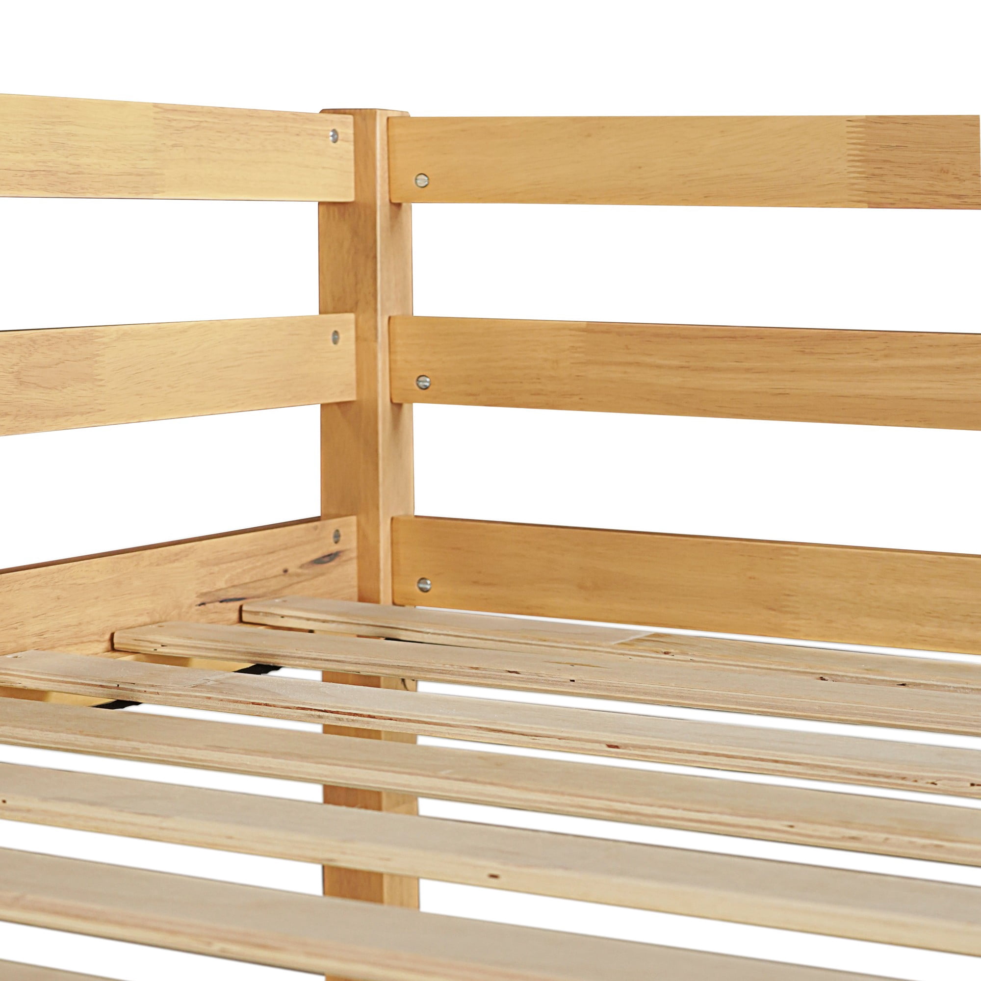 Aukfa Twin Loft Bed with Built-in Desk for Kids Teens Dorm, Rubber Wood, Safety Guard, Oak