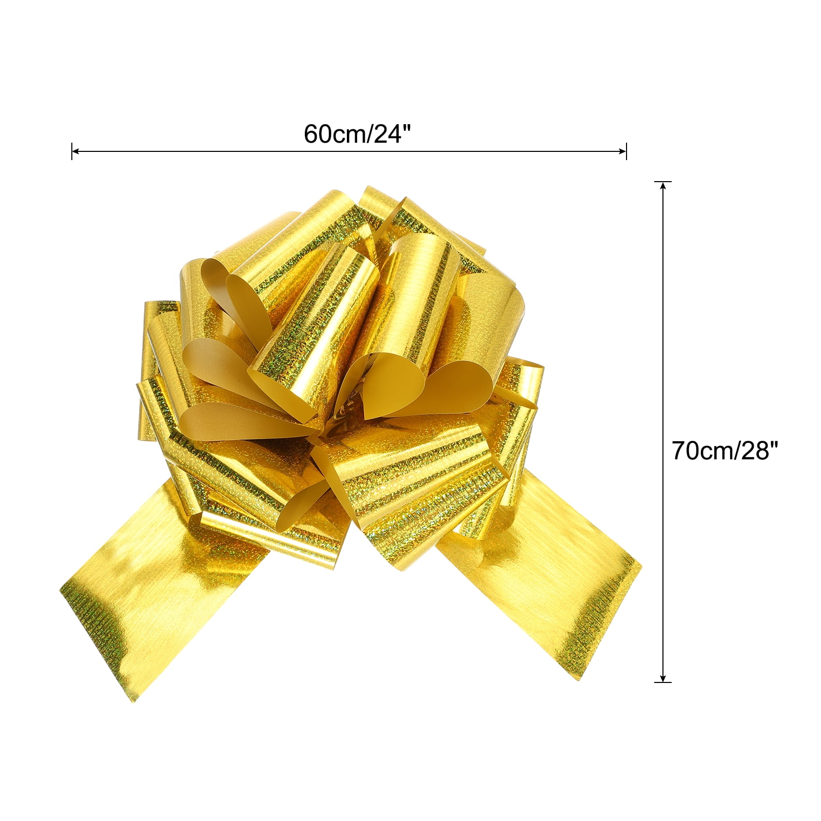 24 Inch Giant Large Pull Bow 1 Pcs Big Glitter Metallic Car Bows Ribbon for Wedding Presents Gift Wrapping Christmas, Gold Tone