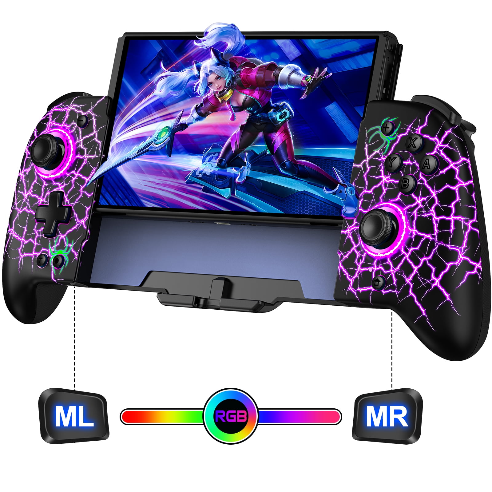 Switch Controller, QQV Switch Pro Controller with Turbo, Vibration, Programmable for Nintendo Switch/OLED Joypad