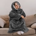 thumbnail image 7 of PAVILIA Sherpa Wearable Blanket Hoodie Women Men, Oversized Hoodie Sweatshirt Blanket, Hooded Sweater Blanket Neck Warmer, Thick Fleece Hug Sleep Pod Adult, Cozy Warm Plush Gift Ideas Mom Wife, Gray, 7 of 7
