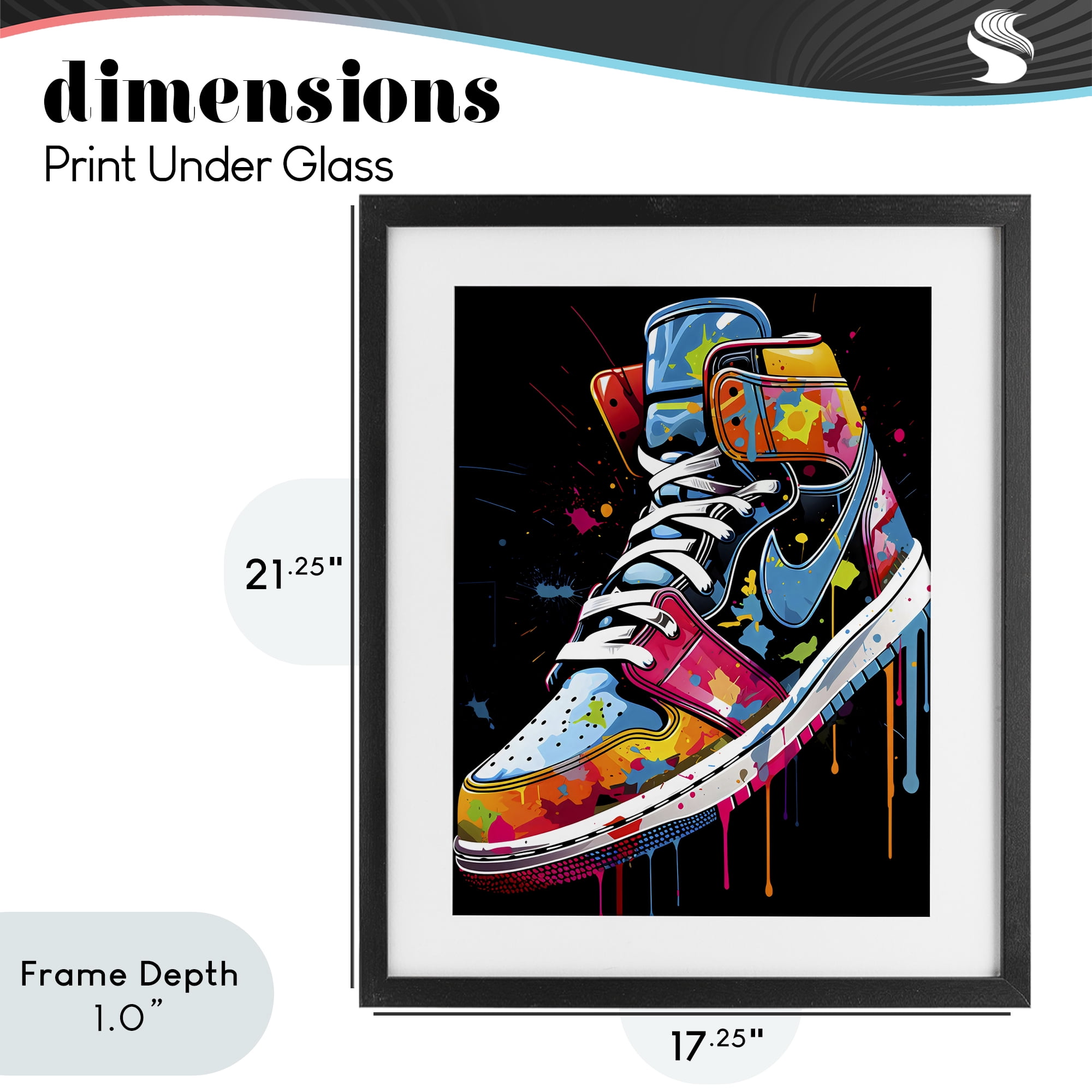 Stupell Industries Graffiti Sneaker on Black Black Framed Print Under Glass, design by Creative Studio