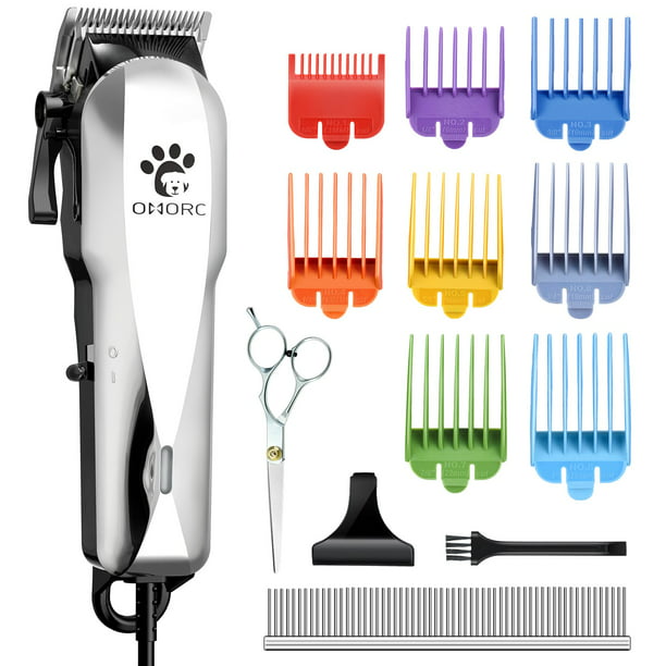OMORC Dog Clippers with 24V Powerful Motor, Plug-in & Quiet Professional Dog  Grooming Kit, Dog Hair Trimmer with 8 Comb Guides, Pet Grooming Clippers  for Thick Coats Dogs Cats Horse & Others -
