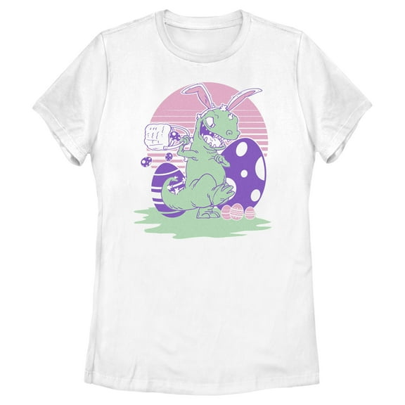 Women's Rugrats Reptar Easter Eggs  Graphic Tee White 2X Large