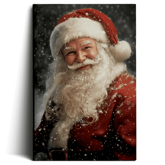 1pc Vintage Santa Claus Canvas Painting - Classic Christmas Wall Art with Hook, Ready-to-Hang Framed Holiday Decor for Living Room, Bedroom, Office - No Electricity Needed, Perfect Christmas Gift