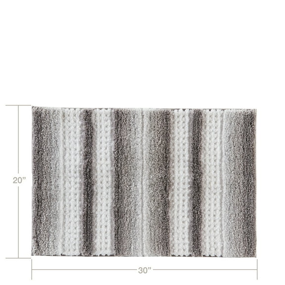 SKL Home Bath Rug, Stripe Fade, Silver, 100% Polyester, 20" x 30"