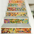 thumbnail image 4 of Stair stickers, Wall Tile Sticker Decals Color Mosaic Self-Adhesive Tile Stickers Stair Mural Vinyl for Walls Kitchen Home Decorations, Backsplash Stickers 39.37" L x 7.08" W, 4 of 9