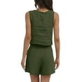 thumbnail image 5 of STARVNC Women Square Neck Sleeveless Shorts Linen Matching 2 Piece Sets, 5 of 7
