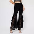 thumbnail image 2 of Pantalones casuales para mujer con diseño acampanado y corte de encaje: ropa cómoda para el día a día, material de encaje, todas las tallas., 2 of 7