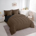 thumbnail image 2 of Castle Fairy Retro Vertical Strip Queen Bedding 7pcs,Abstract Minimalist Linear Motif Bedding Comforter Set Queen,Tan Black,Reversible, 2 of 7