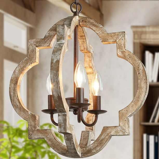 Lnc Farmhouse Rustic Chandeliers 3 Lights Adjustable Height Wood Vintage Pendant Lighting Island Fixture Indoor For Kitchen Bedroom Dining Room Living Com Lnc Farmhouse Rustic Chandeliers 3, Chandelier Vs Pendant Lighting