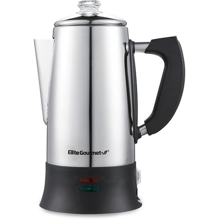 12-Cup Elcteric Coffee Percolator Clear Brew Progress Knob Cool-Touch Handle Cord-less Serve