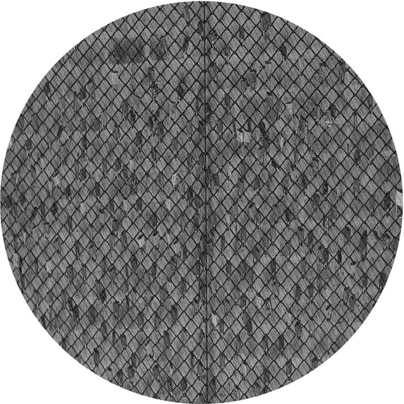 Ahgly Company Machine Washable Indoor Round Transitional Iridium Black Area Rugs, 4' Round