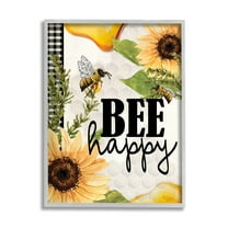 Stupell Industries Bee Happy Sunflower Insect Hive Harvesting Honey,16 x 20, Design by Kim Allen