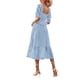 thumbnail image 5 of SAYOO Vestido largo de verano para mujer, manga corta, cuello cuadrado, sin espalda, vestido de lunares suizos SAYOO  Vida cotidiana, 5 of 6