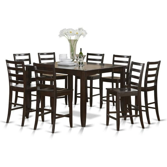 FurniFact Elegant 9-Piece Square Dining Table Set for 8 with Counter Chairs
