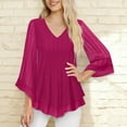 thumbnail image 7 of Yijfswar Women's Tops 3/4 Sleeve Blouses V Neck Mesh Shirts Cocktail Shirts Flowy Tunic Tops, S-2XL, 7 of 7