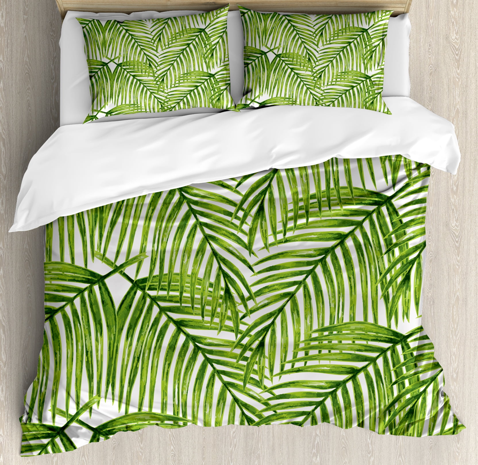 Plant Duvet Cover Set, Fascinating Leaves on Branches Exotic Setting