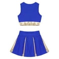 thumbnail image 4 of DPOIS Kids Girls Cheerleading Costume Skirt Set Crop Tops Pleated Skirt Blue 6, 4 of 7