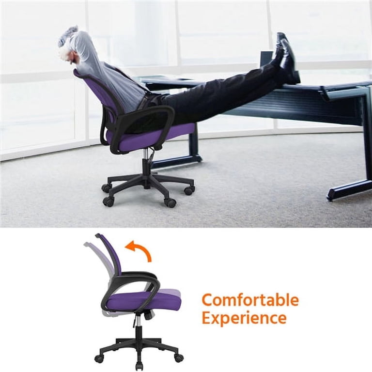 Alden Design Adjustable Mesh Office Chair, Purple photo 7