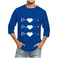 thumbnail image 2 of Jinhomg Mens 2025 Holiday Tees Cute Valentine's Day Heart Graphic T-Shirts Big and Tall Comfy 3/4 Sleeve Crew Neck Tops Fashion Gifts Blue XXXXL, 2 of 5