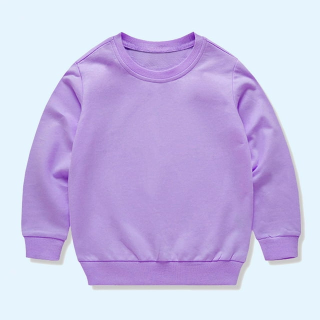 Milgrthf Chandail de Base Uni pour Tout-Petits Garçons Filles, Coton Mince, Manches Longues, Col Rond, Sport, Haut à Enfiler, Violet, 2 Ans