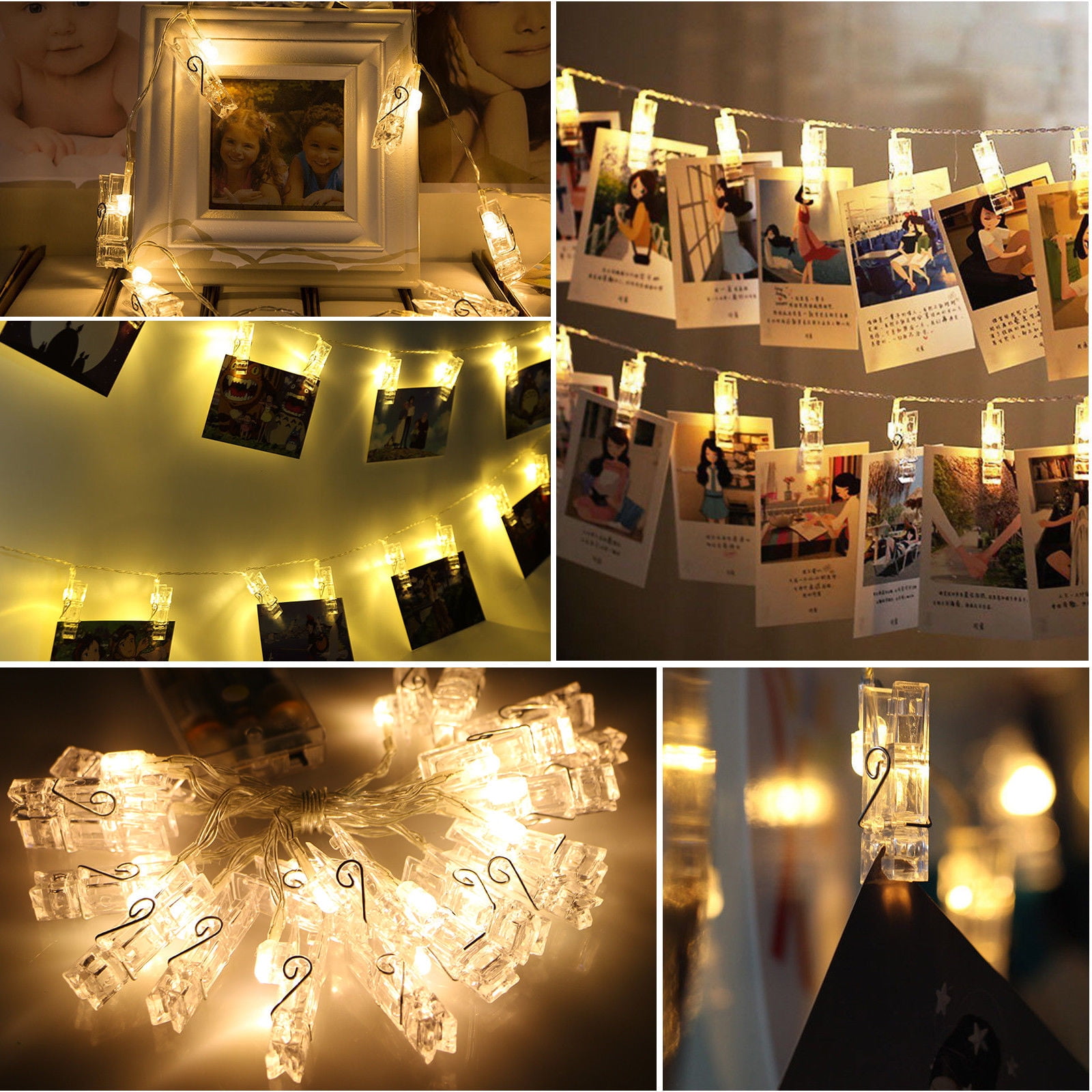 Cards 10 Led Photo Peg Clip Fairy String Lights for Hanging Photos Birthday and Wedding Parties and Much More Memos Art Work 