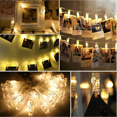 EEEKit Waterproof 20 LED Photo String Lights Clips Battery Powered Fairy Wedding Party Christmas Home Decor for Hanging Photos Cards and Artwork