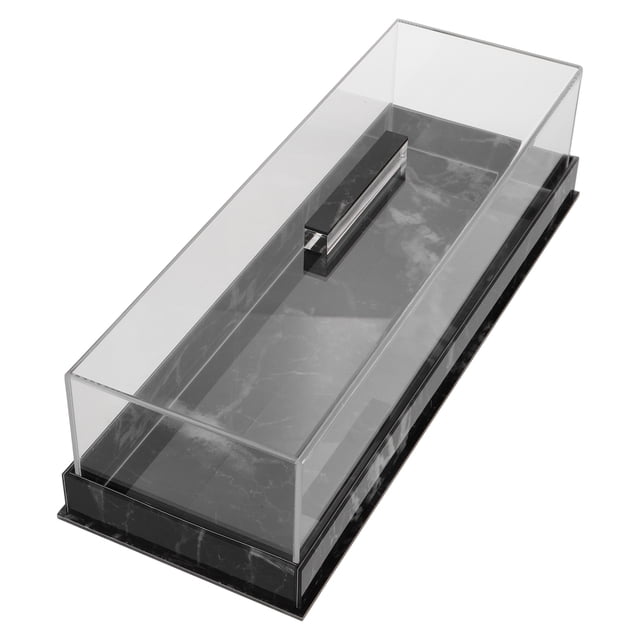 KONTONTY 1Pcs Rectangular Cake Tray Black Acrylic Marble For Pastry Base Bakers Hosts Cooks Party Event Home Use