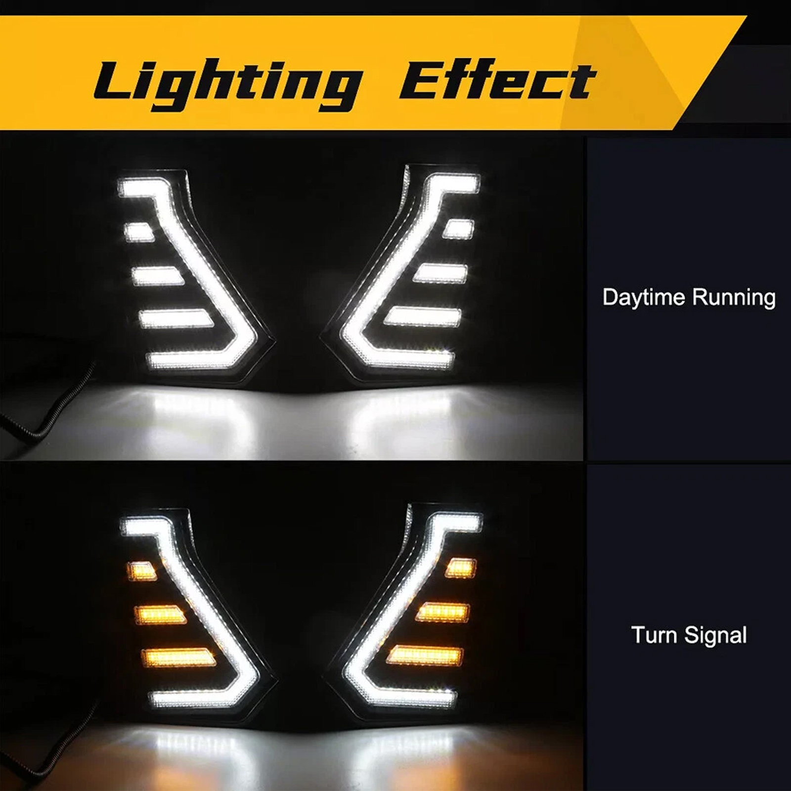 LED DRL Fog Lights for 2024-2025 Toyota Tacoma with White/Amber Sequential Turn Signal - SAE/DOT Certified Plug & Play Direct Replacement