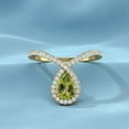 thumbnail image 2 of Delicate Tear Drop 7X5mm Pear Peridot 925 Sterling Silver Gold Vermeil Solitaire Mother's Day Gift Ring, 2 of 6