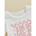 thumbnail image 5 of Bagilaanoe 2pcs Newborn Baby Girl Shorts Set Short Sleeve Letter Print T Shirt Tops + Checkerboard Shorts 3M 6M 9M 12M 18M 24M Infant Casual Summer Clothes, 5 of 9