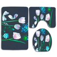 thumbnail image 1 of ABPHQTO Hermosas flores de color rosa azul Juego de alfombras de baño de 3 piezas Alfombra de baño Alfombra de contorno y tapa de inodoro, 1 of 2