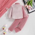 thumbnail image 4 of Darzheoy Boys And Girls Outfits Cute Loose Fall Winter Lapel Corduroy Patchwork Color Coat Tops And Pants Long Sleeve 2 Piece Sets ,Size 2-6 Years, 4 of 9