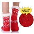 thumbnail image 6 of Cute Animal Ultra-thick Slipper Home Socks, Women's Fuzzy Slipper Socks, Grippers Non Slip Soft Cozy Fleece Lining(Cat), 6 of 9